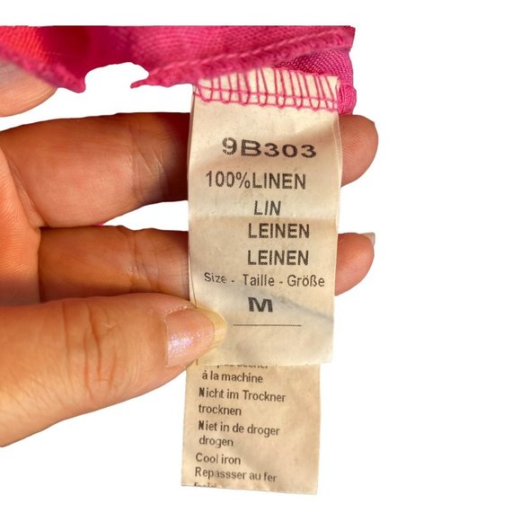 PIAZZA DEL TEMPIO FUCHSIA 100% LINEN SUMMER TOP (SZ M / OVERSIZED) - Picture 5 of 8